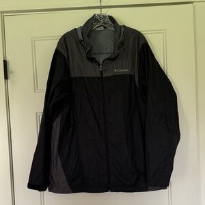 Columbia Men's Black and Gray Hooded Windbreaker Jacket